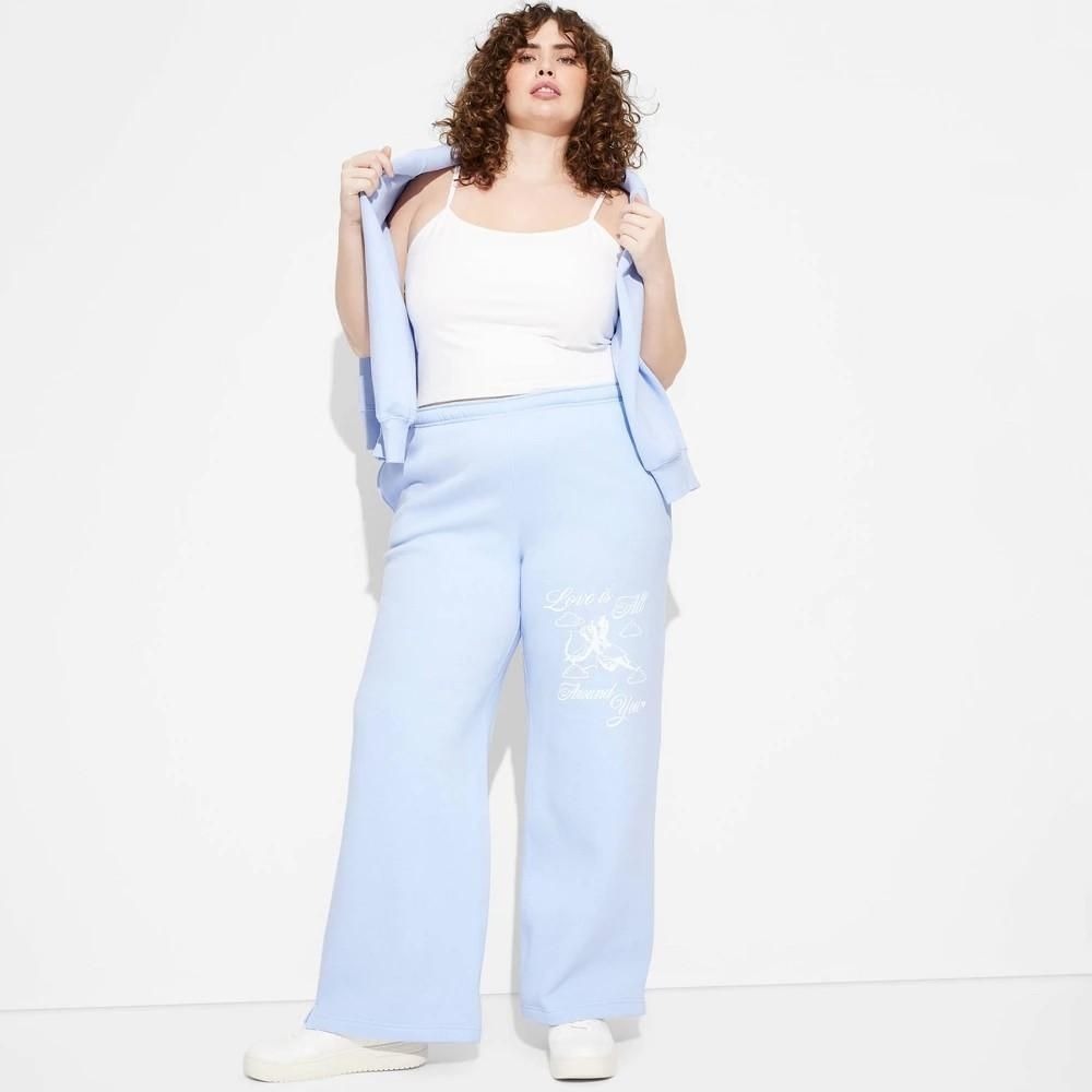 Women's Wild Fable Light Blue High-Rise Wide Leg Sweatpants XXL